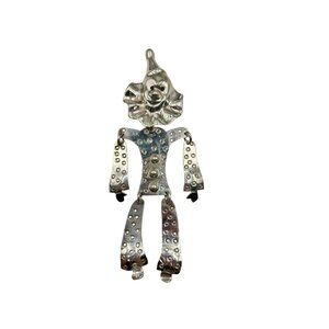 Articulated Clown Brooch Oversize Statement Sterling Silver 925 Made In Mexico